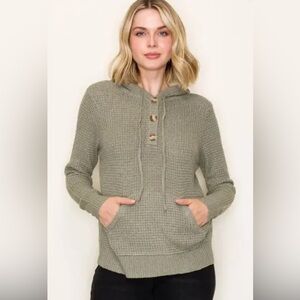 Staccato Ivory Cable Knit Sweater Hoodie.  Sz L